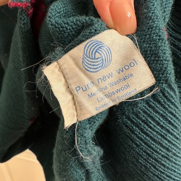 Mackinnon of Scotland Sweater Men's Size Small Pure 100% Lambswool Green Holiday - Picture 13 of 13